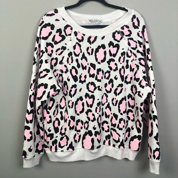 WILDFOX | White Leopard Crewneck Sweatshirt Small - Picture 2 of 6